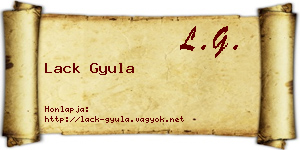 Lack Gyula névjegykártya